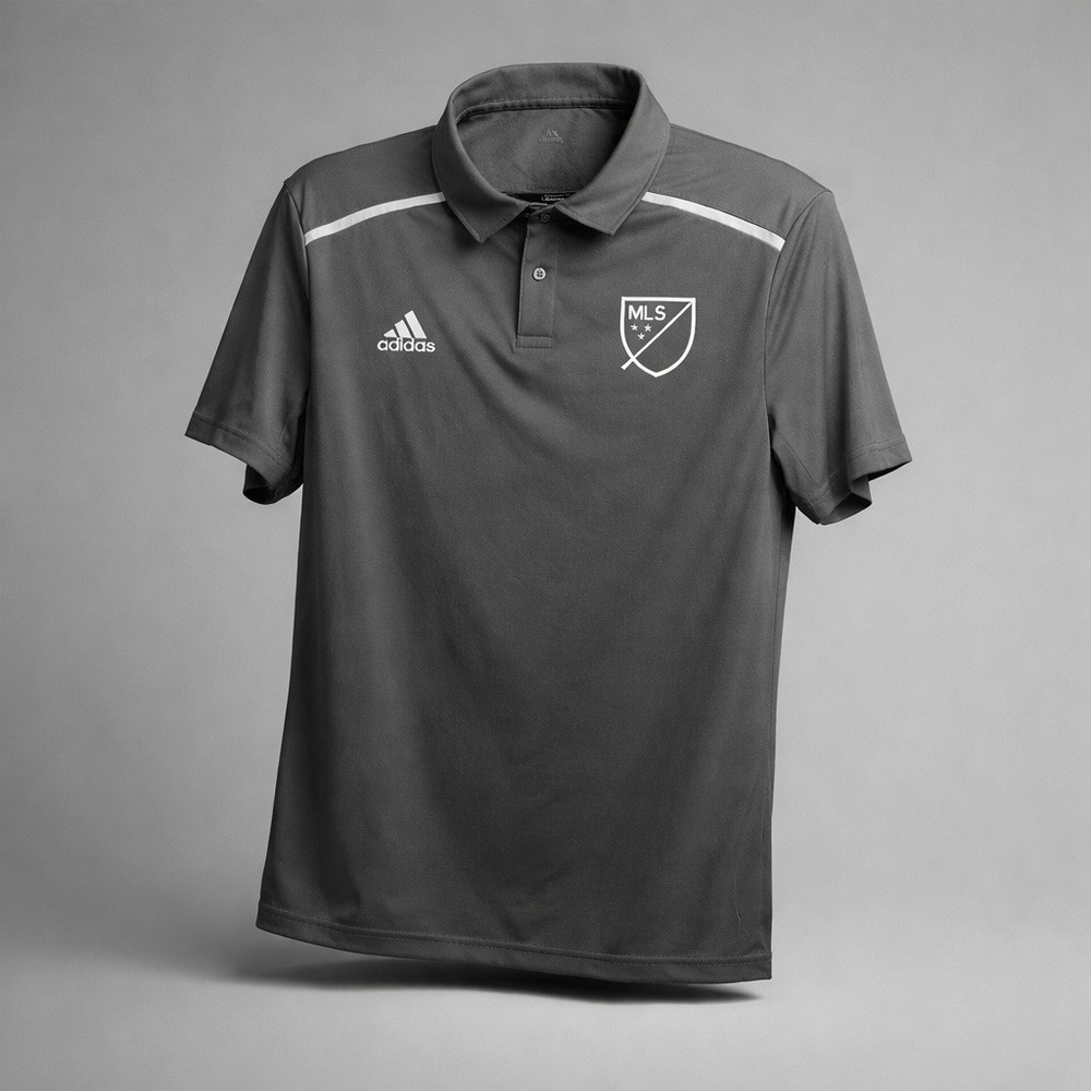 Adidas MLS Polo Shirt Medium Gray Short Sleeve Performance Soccer Athletic Top